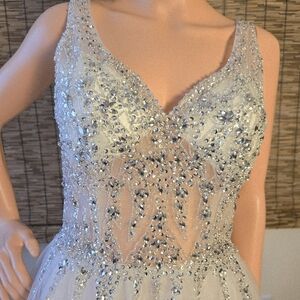 NWT Rosemore Couture Beaded Illusion Tulle Formal Dress